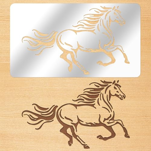 ORIGACH 10.1x17.7 CM Metall Pferd Schablone Vorlage Edelstahl Pferd Wiederverwendbare Malerei Schablonen Holz Brennen Schablonen für Scrapbooking, Holzschnitzerei, Pyrographie, Gravur | Wiederverwendbare Malschablonen, Holzbrennschablonen für Scrapbooking, Holzschnitzerei, Brandmalerei, Gravur