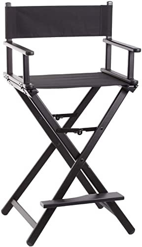 JNTFNE Leichter Regiestuhl, Camping, zusammenklappbarer Outdoor-Make-up-Stühle, Make-up-Stuhl, professioneller Make-up-Künstlerstuhl, Unterstützung, 136 kg, Schwarz