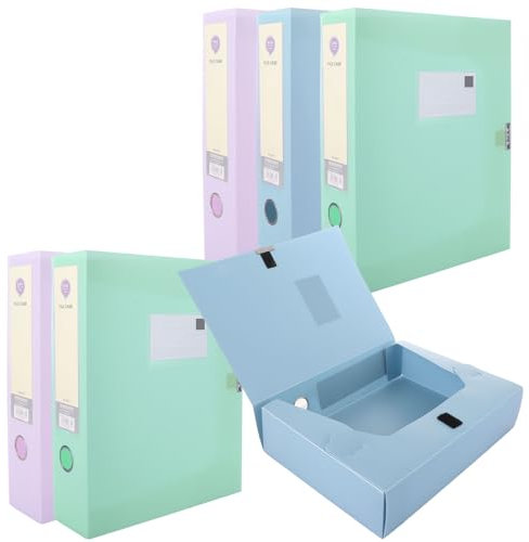 CYEER 6PCS Box Files, Colored Plastic Box File A4 75mm Spine, Foolscap Box Files Box Folders for Paperwork A4 Document