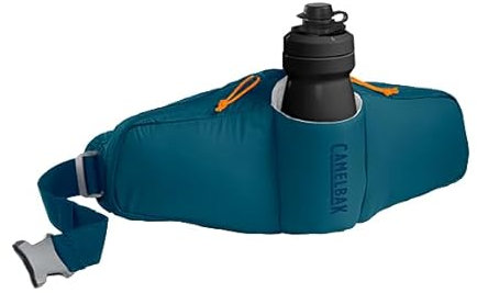 CamelBak Podium Flow 2 - Riñonera para Ciclismo de montaña, Ciclismo de Grava, Contiene Botella de Bicicleta Podium Dirt Series de 21 onzas, Azul marroquí