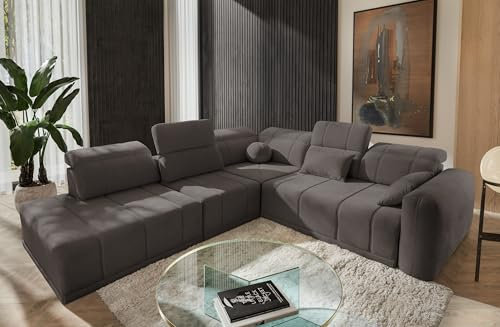 All4All Ecksofa mit Schlaffunktion Rico IX 287 cm x 300 cm - Schlafsofa mit Bettkasten - Eckcouch XXL - Wohnlandschaft L-Fom - Taupe - Chenille Gewebe - Seite Links - Modern 26