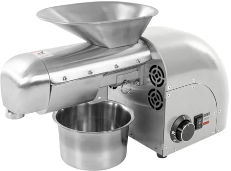 jiumxliu 1800W Elektrische Ölpresse 50-300 ℃ Kleine Ölpresse Vollautomatische Ölmühle mit Perilla öl ölpresse Leinsamen Elektrische ölpresse Edelstahl für Erdnüsse Walnüsse Sojabohnen Sesam Silber