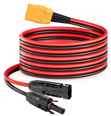 ELFCULB XT90 Cavo Solare, 10AWG 10FT XT90 Femmina a Pannello Solare Connettore Cavo per Pannello Solare Centrale Elettrica Portatile