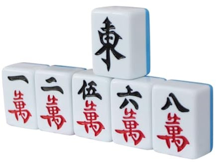 SAGELSHN Mahjong Chinesisches Mahjong-Haushalts-Mahjong-Set, 144 Blatt Melaminfliesen, Geeignet for Reisen Und Familienspiele Mahjong Spiel(44MM)