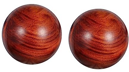 SECFOU 2 Stück Handmassagebälle aus Gelbem Holz mit Schnitzkunst zur Finger und Handmassage Fördert Gelenke für Ältere Menschen