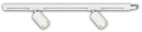 BRILONER - Kit de prolongación de raíl electrificado, 2x focos GU10 orientables, extensible, sistema de raíles electrificados, raíl para proyectores, proyector, 0,75 m, blanco