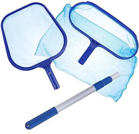 SUPVOX Lot De 2 Kits De Nettoyage pour Piscine Râteau À Feuilles Rétractable Filtre Écumoire Facile À Utiliser