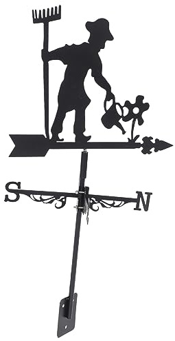 Happyyami Techo afuera Veleta de Viento anemómetro de paletas Grandes decoración de Cuervo decoración Jardin Exterior decoración Exterior Veleta de Hierro veletas para Patio Planchar Black