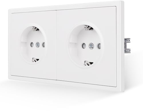 JIMEIDA Doppelsteckdose Weiß Matt Unterputz Glattes Hautgefühl mit Steckklemme 16Amp Schuko Steckdose Wandsteckdose