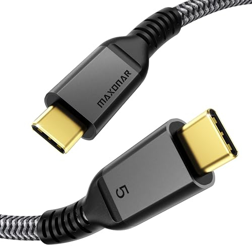 Maxonar 80Gbps Thunderbolt 5 Cable 4FT, 240W Charging, Dual 8K Display, 3X Faster Than TB4 for 16K Video Editors/3D Designers, Compatible with MacBook Pro/Air, eGPU/SSD