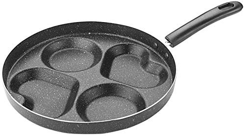 MYUYEE Poêle à œufs au Plat avec 4 cavités Rondes ou en Forme de cœur. Crêpière avec poignée. Convient également pour Les crêpes (poêle de 28 cm). Wok.,Une Couleur - 28 cm