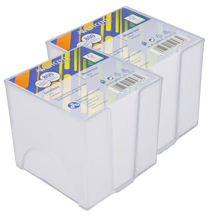 Westcott Notizzettel weiß 800 Blatt in Zettelbox (2er-Set) | Notizblock mit 9 x 9 cm Blättern in weiß | Stabile Box aus transparentem Kunststoff | FSC-zertifiziertes Papier 80g/m² | E-733205 00