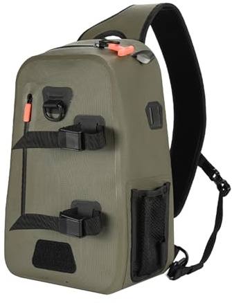 Fravsiu Fly Fishing Bag, Waterproof Tackle Sling Backpack, 9.5l Slim Chest Pack with Multiple Pockets, Lightweight Daypack, Angling Gear, Tools, Outdoor Use by Men and Women