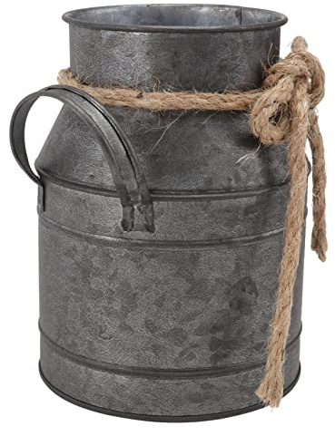 JUMPLAWN Vintage Iron Milk Can Planter Retro Metal Flower Bucket Rustic Farmhouse Vase Decoration for Dining Room Table and Wedding Display