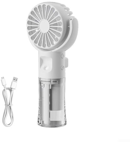 EHOTER Mini Portable Hand Held Fan with Water Mist Spray USB Rechargeable Fans with 4 Speeds Small Desk Fan Desktop Cooling Fans for Outdoor School Travel Camping (White)