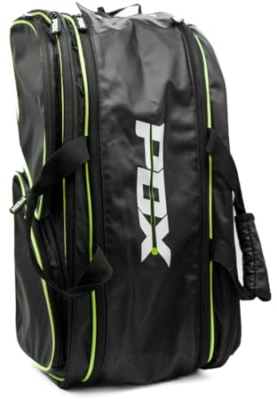PDX Padel Racket Bag - Black with Lemon Green Trim | Thermo-Insulated Padel Tennis Bag with Backpack Straps & Shoe Pocket | Water-Resistant Gear Holder for Training & Match Day