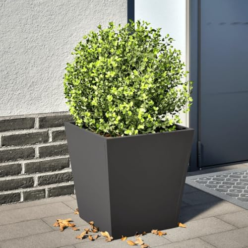 HaoChrymec Maceta Negra de Acero con Diseño Resistente, Ideal para Jardín, Balcón, Huerto Urbano, Macetas para Exteriores, 40x40x40 cm