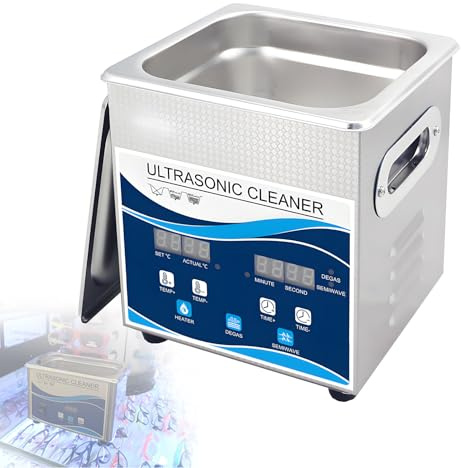 EpyGnom Stainless Steel Ultrasonic Cleaning Machine Professional Ultrasonic Parts Cleaner Digital Ultrasonic Cleaner with Heater Timer Degassing for Retainer Glasses Jewelry Lab Tool 201-1.3L
