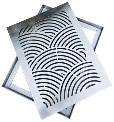 Couvercle de Regard 30x40cm avec Cadre, Grille Caillebotis avec Cadre en Acier Inoxydable, Encastrée, Bloque les Débris et les Feuilles