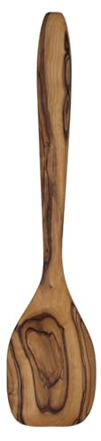 Cucchiaio da cucina Desir in legno d'ulivo – Cucchiaio rettangolare in legno con manico ergonomico, robusto e durevole, con venature naturali, utensile da cucina per padella e pentola, 30 cm