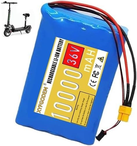 Batteria al litio per monopattino, 36 V, 10 Ah, 10S2P, batteria ricaricabile da 10.000 mAh, con piastra BMS integrata per motori scooter elettrici