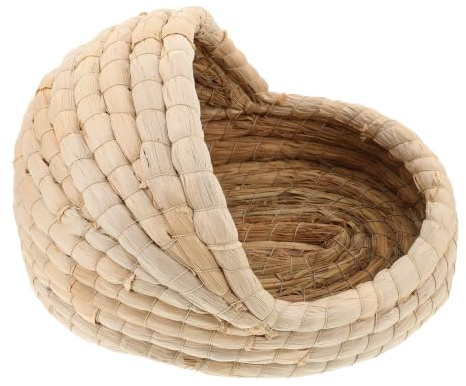 OHPHCALL Nido Intrecciato in Paglia Naturale per Galline e Piccoli Uccelli, Media 28x20x18cm, Protezione delle Uova e Stimolo al Comportamento Naturale, per Allevamento in Gabbia