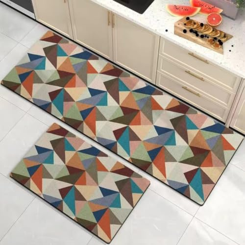 Alfombra Cocina 50X80Cm Azul Marrón Alfombra Vinilica Cocina Cuero,Modernas Lavable Antideslizante Anti Fatiga para Pasillo, Comedor,Hogar Alfombrilla Cocina