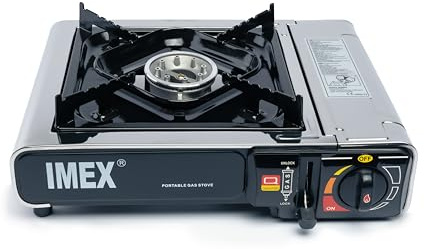 Imex tragbarer Gaskocher 2,2 kW, Campingkocher mit Tasche, geeignet für den Einsatz im Camping, Outdoor, Auto, Wohnwagen, automatische Piezo-Zündung