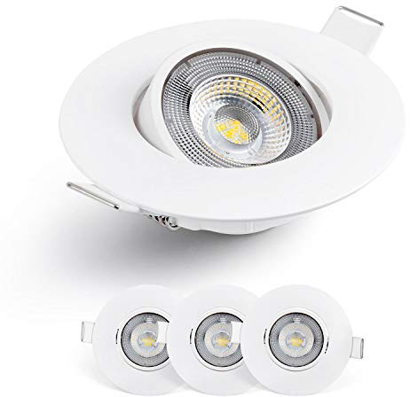 EMOS Exclusive Faretti LED da Incasso per Cartongesso 5W / 450 Lumen | Faretti da Incasso 6500K Luce Bianco freddo | Set di 3 pezzi Spot LED Orientabili a 50°, Rotondi e Ultra Piatti in Bianco