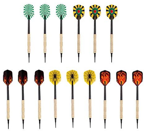 POFET Set med 15 st dartpilar med mjuka dartpilar med pilflights spetspunkter för elektronisk darttavla hemma bar fest användning