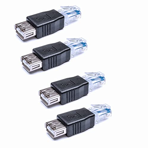 Adattatore di rete da USB 2.0 femmina a Lan RJ45 8P8C maschio, Crystal Ethernet, 10 Mb/100 Mb, confezione da 4