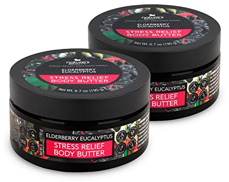 Nature's Beauty Elderberry Eucalyptus Stress Relief Body Butter Multi-Pack - Luxury Moisturizer, Unwind + Restore Your Skin, Made w/Shea Butter, Avocado + Sweet Almond Oil, 6.7 oz (2 Pack)