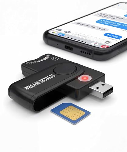 Dreamscreens USB SIM Card Multi-Media Reader with Micro and Nano SIM Adapters and SIM Editing and Text Recovery Software