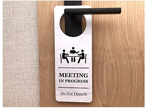 Bedrucktes Türschild Do Not Disturb Meeting In Progress, für den Einsatz in Business, Unternehmen, Heimbüro, Hotels, Arbeitsplatz, Weißholz-Effekt