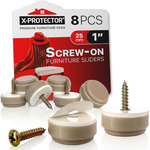 Chair Glides X-PROTECTOR - 25mm Furniture Glides 8 pcs | Screw-On Furniture Sliders - Chair Leg Floor Protectors - Slide Effortlessly with Chair Leg Pads That Protect Your Floor!