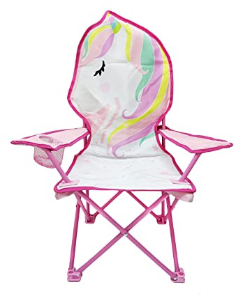 Heritage Kids Children's Figural Camp Chair, White Unicorn (HK660145)