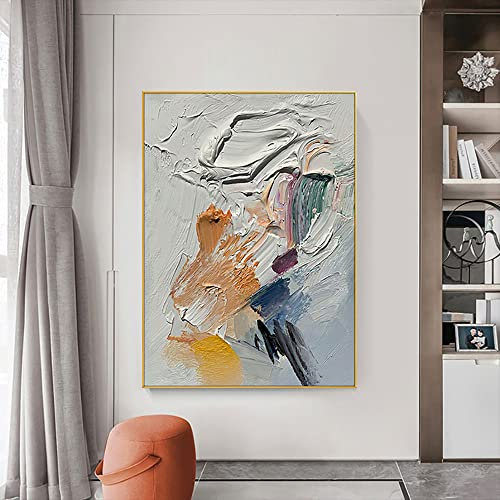 Handgemalte Acrylbilder Abstrakt,Moderne Kunstbilder Original Handgemalte Leinwandbilder Abstraktes Farbblock-Ölgemälde Rahmenlose Strukturierte Kunstwerke Wandmalerei Für Wohnzimmer Schlafzimmer