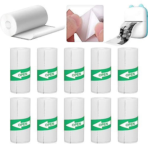 GAROMIA Rollen Thermorollen, 10 selbstklebende Aufkleber Drucker mini drucker papier 57 x 25 mm Thermische Etiketten Thermopapier für Kinder Sofortbildkameras Aufkleber