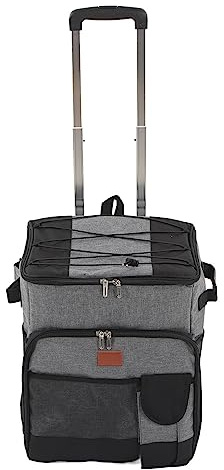 Tbest 35L Rollende Kühltasche, Rollende Kühltasche mit Rädern, wasserdichte Oxford-Stoff-Isoliertasche, Hebel-Trolley-Box, Grau, Strand, Sommer