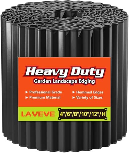 LAVEVE Corrugated Metal Garden Edging 6 x 20Ft, Landscape Edging Border for Lawn, Flower Bed, Garden Fence, Paver Edging (Black)