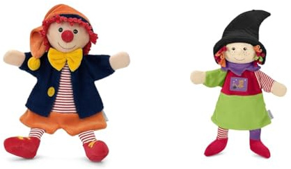 Sterntaler 36958 Handpuppe Clown, 30 x 23 x 10 cm, Bunt & 3601816 Handpuppe Hexe, 34 x 27 x 9 cm, Bunt