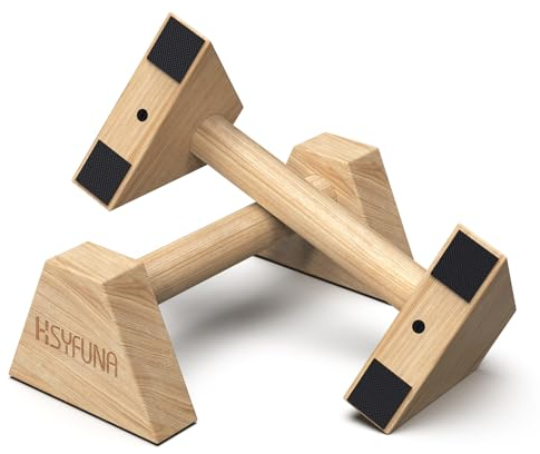 HSYFUNA Liegestützgriffe Holz, Parallettes, Rutschfeste Griffe Liegestütze, Push Up Bars, Liegestützgriffe für Muskeltraining und Krafttraining, Handstand Griffe für Indoor & Outdoor