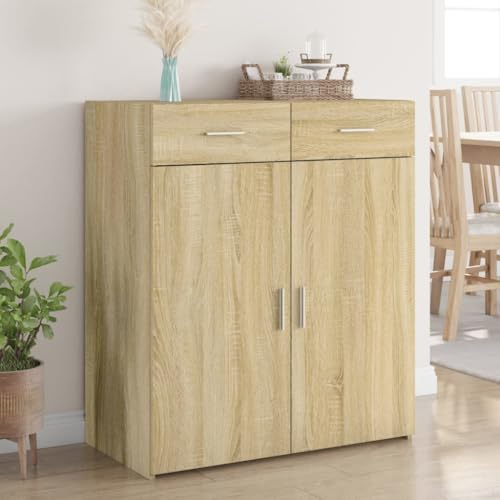 Somanki Sideboard Sonoma-Eiche 80x42,5x93 cm Holzwerkstoff, Schlafzimmer Kommode, Komodenschrank, Küchenschrank, Commode, Flurkommode, Schlafzimmerkommode, Schrank - 3281471