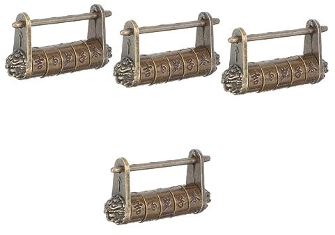 ANDRESLAD 4stücke Antike Vintage Lock Dekorative Holzschatulle Mit Einzigartigem Chinesischem Design Retro-zahlenschloss Für Schmuckaufbewahrung Für Und Dekoration