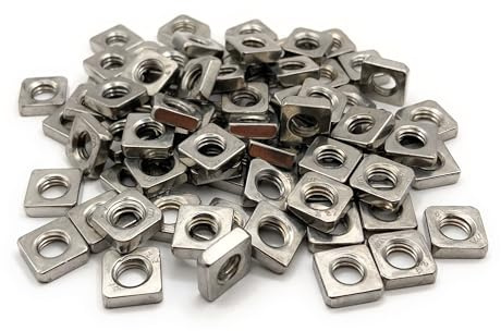 PRORAJE Fyrkantiga bottenmuttrar M5 rostfritt stål A2 fyrkantig platt mutter Ø 5 mm, set med 20 st | Låg form, platt profil, Ø 5 mm, 5 mm, standard DIN 562, rostfritt stål A2-70 (V2A/304), gänga inte 0,8 mm