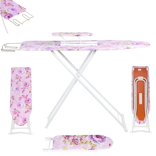 yoakaiax Ironing Board with Iron Rest, Compact Ironing Board Full Size, Height Adjustable Iron Board Portable Ironing Board Foldable Ironing Board Small Ironing Board, Space Saver, 42L x 30W x 11.8
