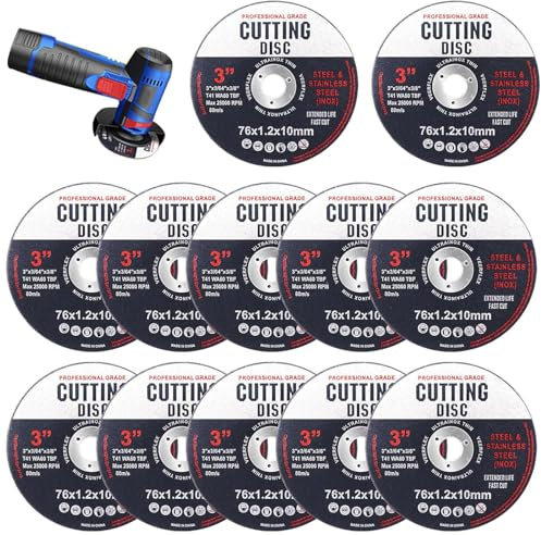 76mm Cutting Disc, 12 Pcs Angle Grinder Discs for Metal, Grinding Discs, Cutting Discs for Angle Grinder, 76mm Grinder Blades, Durable and Precise for Metal Cutting