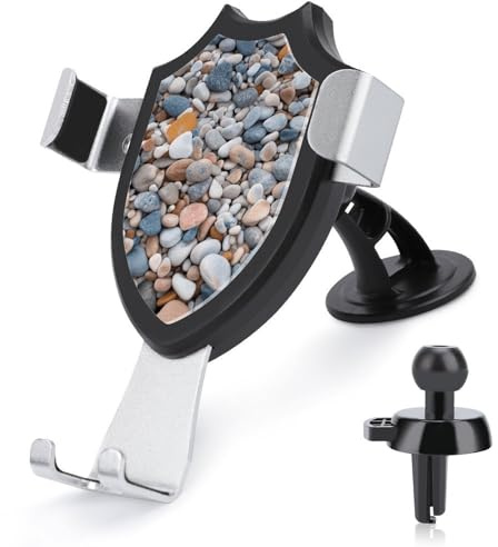 Beach Colored Pebbles Car Phone Mount Universal 3-in-1 Phone Holders for Your Cars with 360° Suction Cup Adjustable Cellphone Auto Mount for Dashboard Air Vent Windshield Automobile Cradle Stand Fo