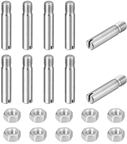 sourcing map 10Pcs Slotted Cylindrical Pin, M6 x 30mm 304 Stainless Steel Dowel External Thread Locating Pin Slotted Screw with Nut for Cabinet Furniture Installation (GB878)