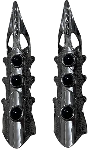 SunaOmni Pezzi Anello Armatura 1, 2x4, 5 Pollici Anello in Metallo a Dito Intero Punk Rock a Tema Teschio Armatura per Dita con Pietra preziosa in Resina per Regalo di Festa di Halloween dit